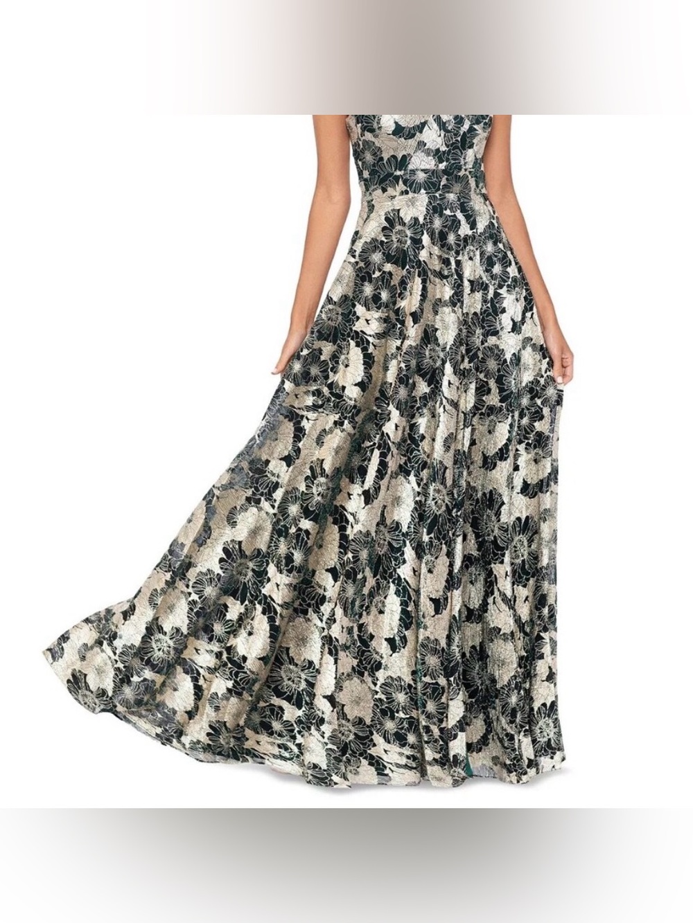 Betsy & Adam Womens Green Gold Floral A-Line Long Evening Gown NWT. SZ 6. - Picture 2 of 11